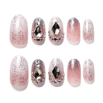 Женские накладные ногти средней длины с кристаллами для ногтей для женщин и девочек