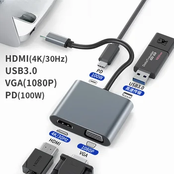 Оригинальная Станция Type-C USB-Док-станция HD HDMI-Концентратор 4k Проектор 4-в-1 Ноутбук-Концентратор Для Xiaomi Lenovo Macbook