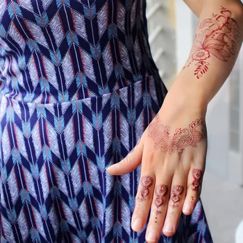Водонепроницаемые Временные Татуировки Хной для Женщин, Наклейка Хной для Рук, Поддельная Татуировка, Женская Татуировка для Защиты Тела, Марокканский Дизайн