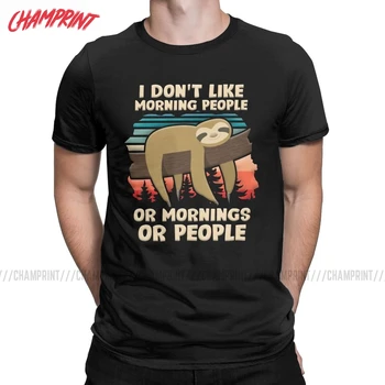 Винтажная футболка Funny Sloth I Hate Morning People с круглым вырезом, футболка из 100% хлопка, футболки с коротким рукавом, одежда 4XL 5XL