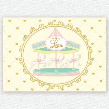 изготовленная на заказ карусель пастельных цветов розовый мятный кремовый фон из желтого золота Высококачественная компьютерная печать фона для вечеринки