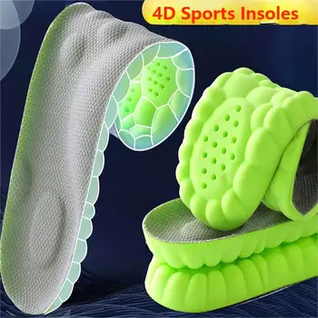 4D Спортивные стельки для мужчин и женщин из полиуретана, впитывающие пот, Дышащие, с высокой эластичностью, амортизирующие подошву обуви для отдыха, Протектор подошвы