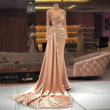 Sharon Said Роскошные вечерние платья из арабского розового золота в Дубае, мусульманское вечернее платье Русалки с длинным рукавом для женщин, свадебная вечеринка SS272