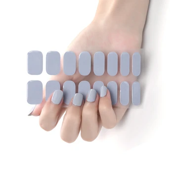 1 Лист однотонных гелевых наклеек для ногтей, самоклеящиеся, полностью водонепроницаемые Женские модные обертывания для ногтей, Полуотвержденная гелевая наклейка для ногтей
