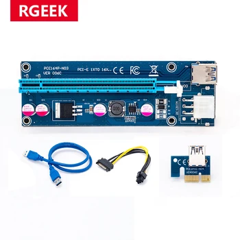 RGEEK 006C PCIe от 1x до 16x Express Riser Card Графический Удлинитель pci-e riser 60 см Кабель USB 3.0 от SATA до 6Pin для майнинга BTC