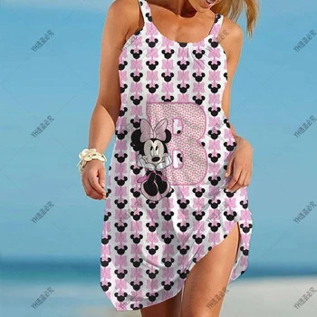 Женское Пользовательское Сочетание Букв Love Printing Свободное Пляжное Платье С Буквенным Шрифтом Minnie Mouse A B C D E F Disney Plus Size Сарафан