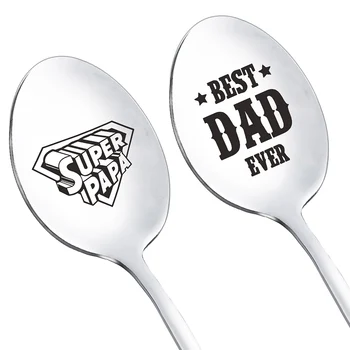 Ложка из нержавеющей стали, лучшие столовые приборы для семьи Dad Papa Boss, подарок ко Дню отца с персонализированной надписью, Крепкое мороженое