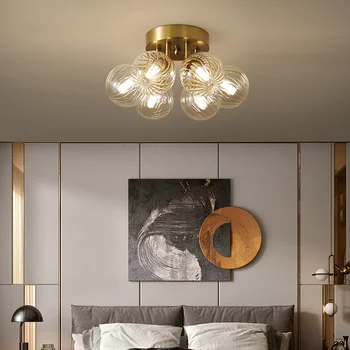 Креативный Медный стеклянный шар, уютный потолок в спальне, Высококачественная Медная Молекулярная мука Magic Bean, лампа для украшения дома в гостиной