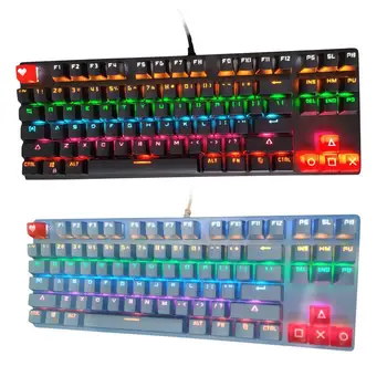 87 Клавиш Универсальная механическая клавиатура с RGB подсветкой, проводная USB-клавиатура для геймеров для настольных игр