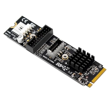 M.2 M Ключ NVME PCIe к USB 3.1 Плата Расширения Передней панели 10 ГБ TYPE-E + 5 Гб 20 Контактов 2 Порта USB3.0 Адаптер-Концентратор Riser для ПК
