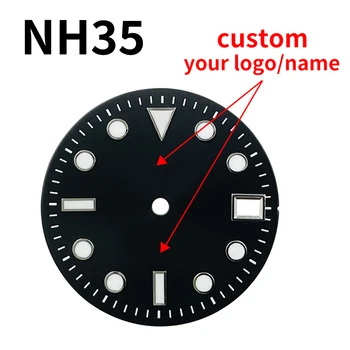 Циферблат с логотипом на заказ NH35 NH36, механизм с автоподзаводом 28,5 мм/29 мм, супер светящиеся Аксессуары для часов