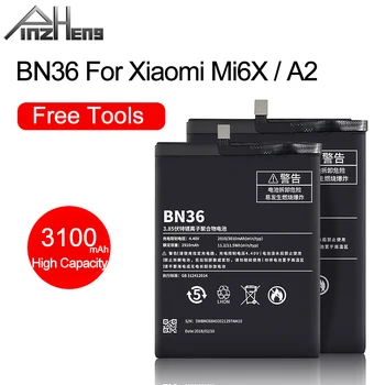 Аккумулятор для Телефона PINZHENG BN36 Для Xiaomi Mi 6X Mi6X Mi A2 MiA2 3100mAh BN36 Высококачественные Сменные Батареи Для Мобильных Телефонов