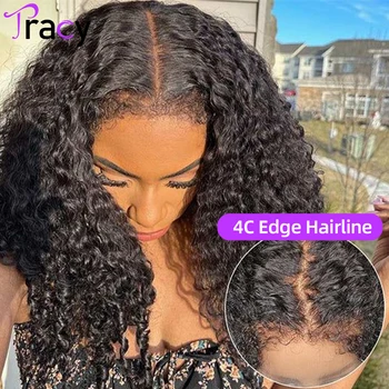 Линия волос Tracy Kinky Curly Type 4C HD Кружевной Фронтальный Парик с натуральной линией роста волос, предварительно выщипанный Парик с Афро-кудрявыми детскими человеческими волосами