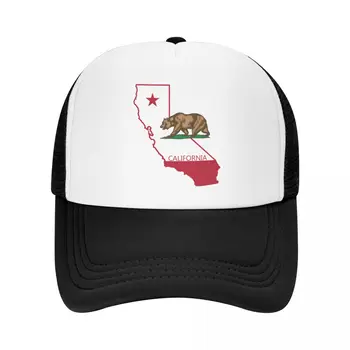 Медведь Унисекс в стиле панк, Флаг Республики Калифорния, Карта, Шляпа Дальнобойщика, бейсболка для взрослых, регулируемая бейсболка для мужчин и женщин, защита от солнца
