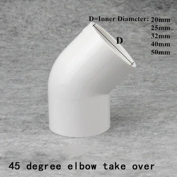 Фитинги для водопроводных труб из ПВХ, коленные соединители под углом 45 градусов, пластиковые детали для полива, 1 шт.