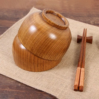 Японская рисовая миска для суши в японском стиле, деревянная миска для кухонной посуды, контейнер для еды, Фруктовый салат, рисовый суп с лапшой, Деревянная миска для сервировки, поднос