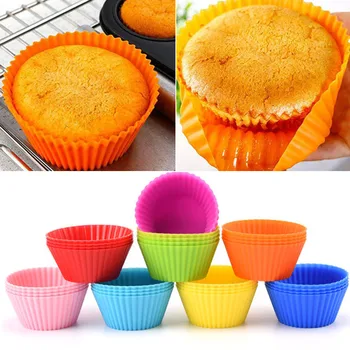 12ШТ Силиконовая форма для торта круглой формы для выпечки маффинов, кексов, кухонных форм для выпечки, инструментов для украшения торта своими руками