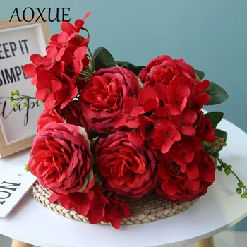AOXUE 13 ветвей кружевного пиона искусственные шелковые цветы украшение дома высококачественный свадебный цветок фон стены цветочная композиция