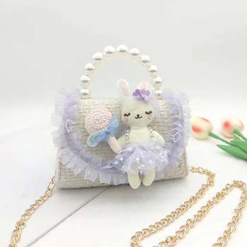 Детские мини-сумки-тоут с мультяшным милым кроликом, сумки через плечо для маленьких девочек, мешочек для монет, Кавайный клатч для малышей, подарок
