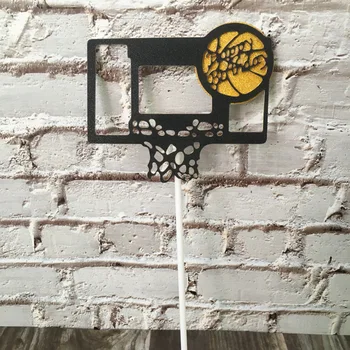 Вставка карты в Черную Баскетбольную Стойку Тема Баскетбола Вставка Карты Для Украшения Торта на День Рождения Мастер-тема Слэм-Данка NBA