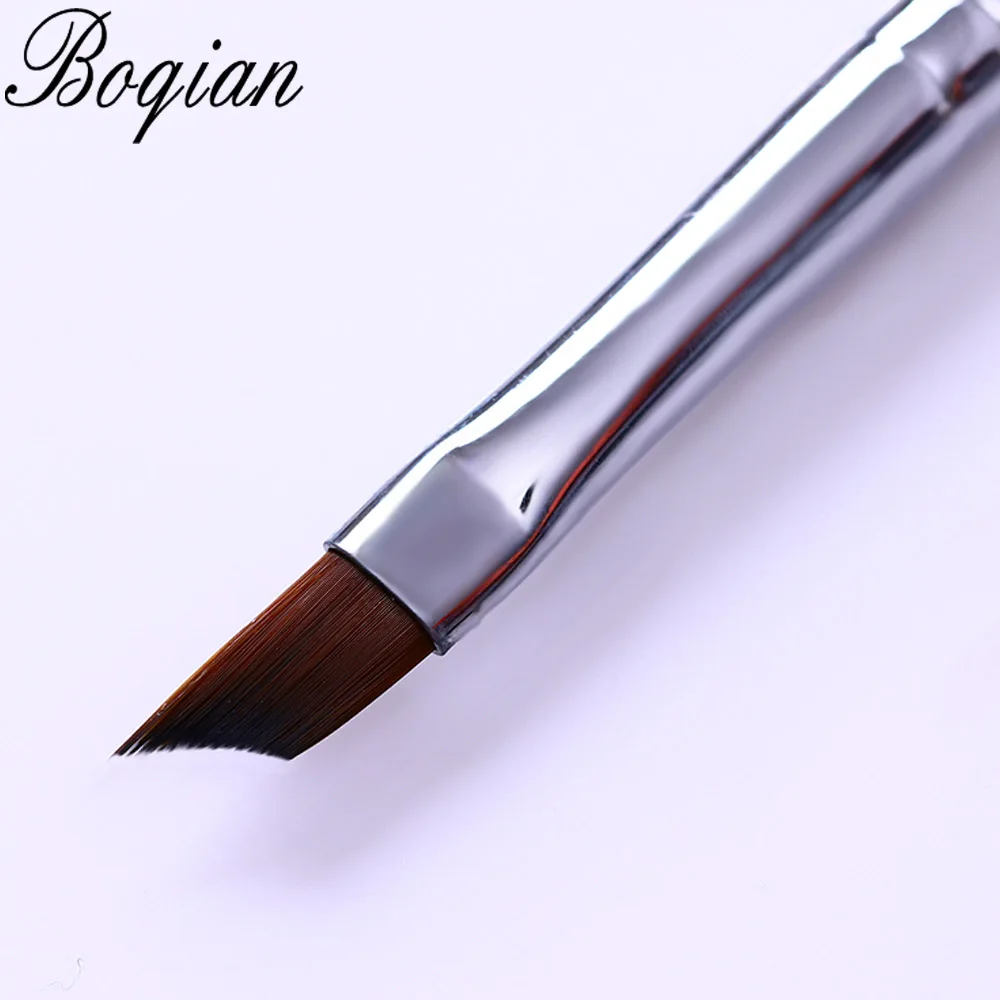 BQAN Кисть для ногтей с французским наконечником Серебристо-черная ручка в форме полумесяца Акриловая живопись Ручка для рисования Маникюрный инструмент для дизайна ногтей УФ-гель