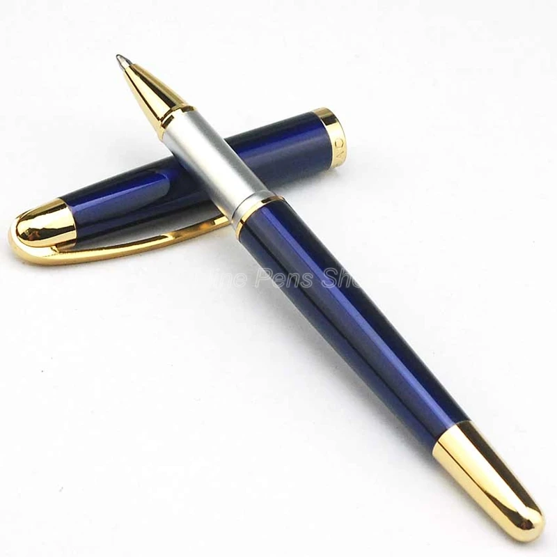 Популярная шариковая ручка Jinhao с синим и золотым металлическим роликом JR186