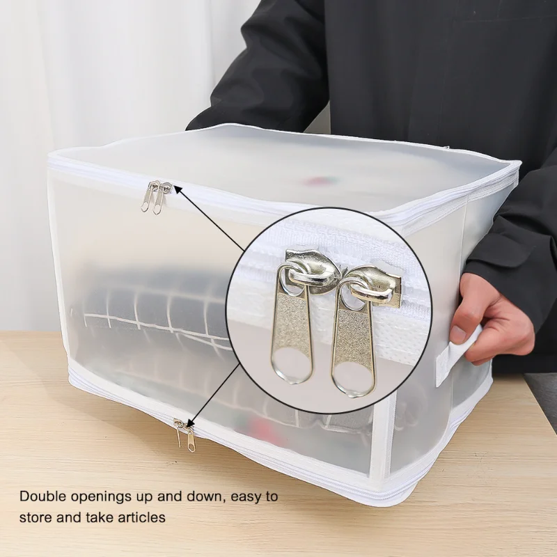 Складной ящик для хранения одежды Пластиковая Прозрачная Коробка-органайзер для мелочей и туалетных принадлежностей Большой емкости Контейнер для одеял нижнего белья и носков