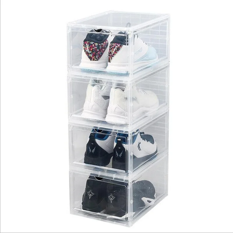 Коробка для обуви Пластиковая, прозрачная, из полипропилена, Утолщенная, пылезащитная, Съемная, с откидным клапаном, Коробка для хранения артефактов, Коробка для хранения