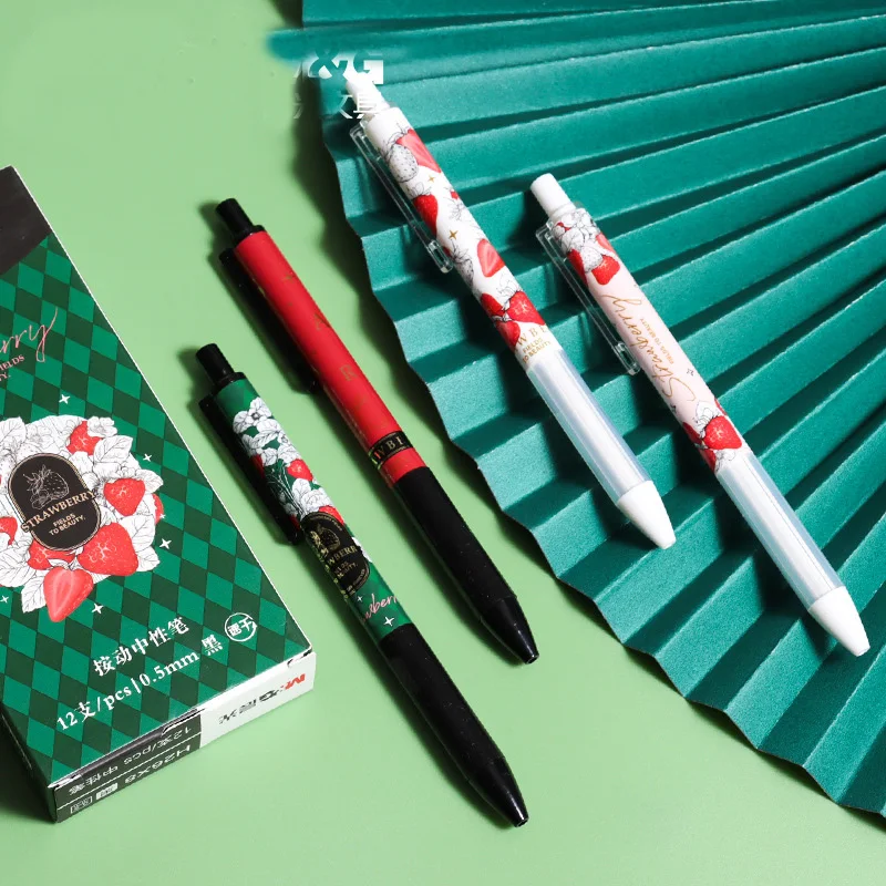 36шт. Милые гелевые ручки с клубникой для школьных принадлежностей, ручки для прессования фруктов Kawaii, Японские канцелярские принадлежности, студенческие ручки для письма, ручка для девочки