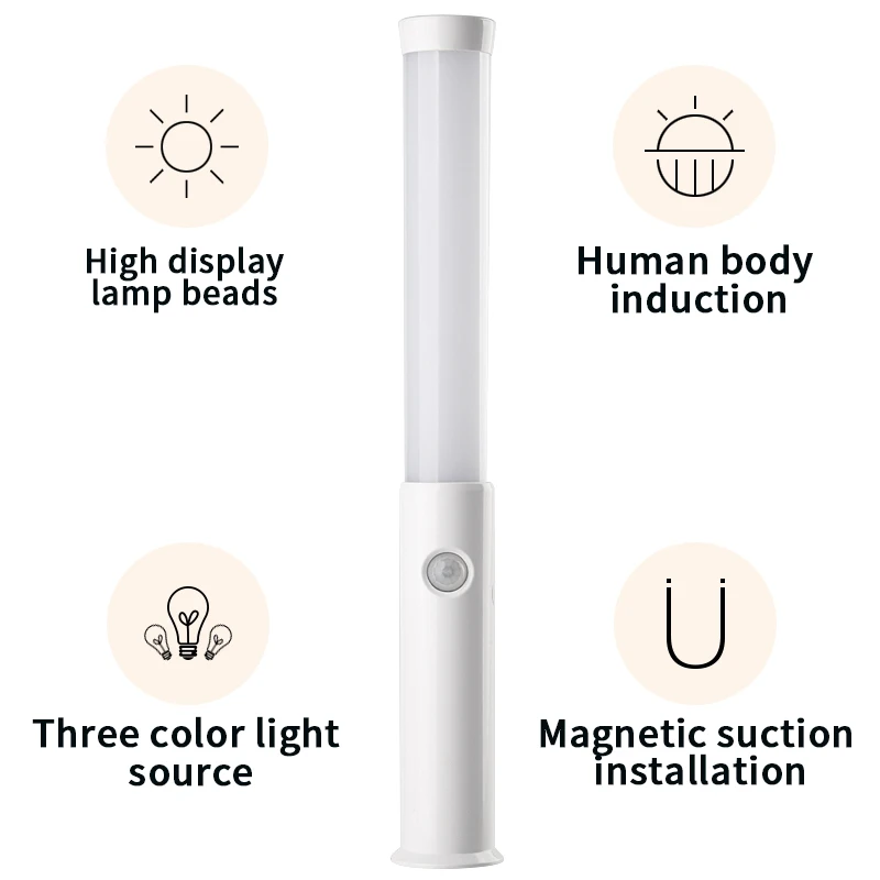 Интеллектуальный индуктивный PIR Беспроводной Магнитный Умный внутренний настенный светильник, перезаряжаемый через USB, Светодиодный датчик движения на лестнице, ночник