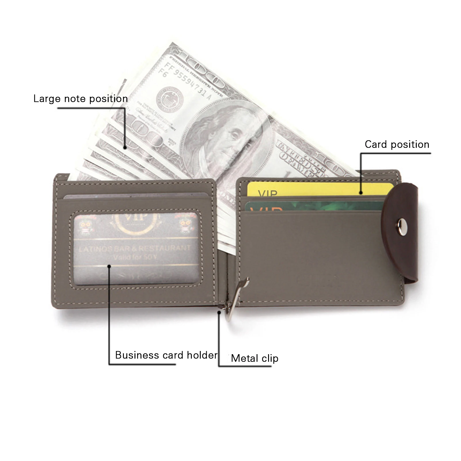 Мужской кошелек из искусственной кожи с 3 слотами для карт и зажимом для денег, визитница