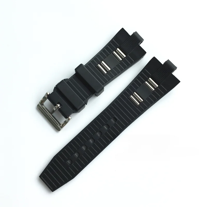 Мягкий удобный силиконовый ремешок для часов Bvlgari Diagono 26 мм, не содержащий пыли, резиновый, со специальным выпуклым интерфейсом, мужской ремешок для часов