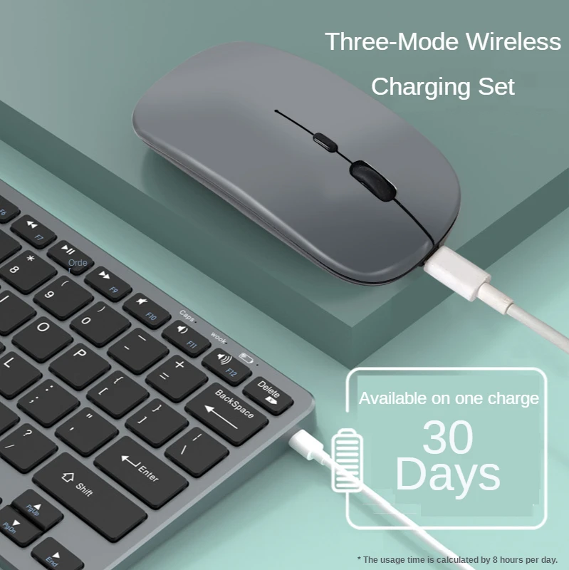 Комбинированная беспроводная клавиатура и мышь Bluetooth 5.0 и 2.4 G, мини мультимедийная клавиатура и мышь для портативных ПК, iPad TV, Android Macbook