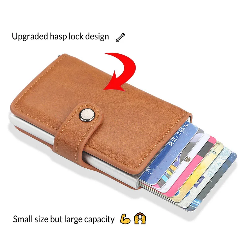 Новый мужской держатель для кредитных карт с RFID-блокировкой из углеродного волокна Hasp, кожаный чехол-бумажник для банковских карт, защитный чехол для карт, кошелек для женщин