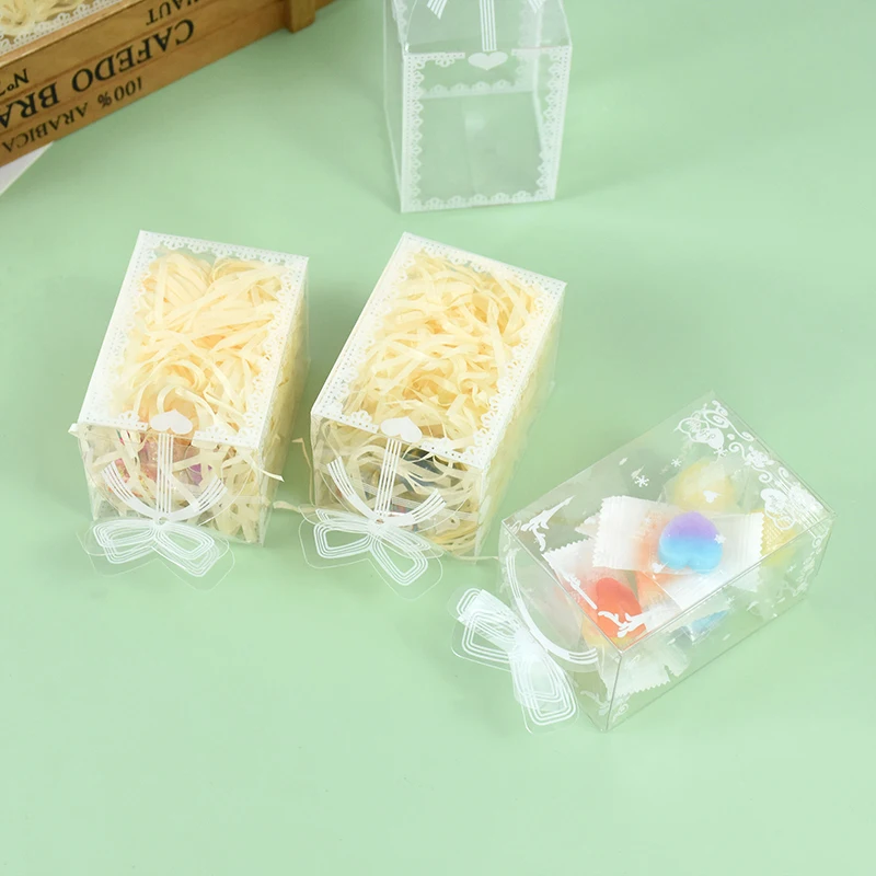 5шт Белое кружево Прозрачная Подарочная коробка Пластиковая упаковка из ПВХ для модели Игрушки Сувенира Шоколадного подарка Цветочного торта Конфет