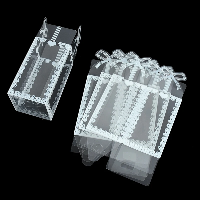 5шт Белое кружево Прозрачная Подарочная коробка Пластиковая упаковка из ПВХ для модели Игрушки Сувенира Шоколадного подарка Цветочного торта Конфет