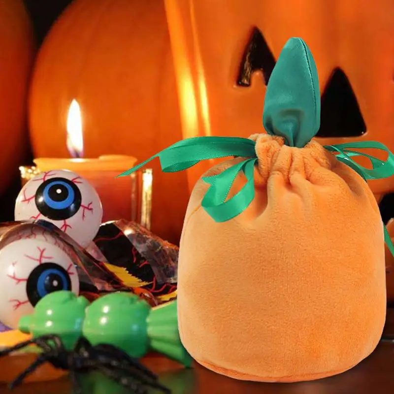 Бархатные мешочки для конфет на Хэллоуин Инновационная Тыквенная сумка на Хэллоуин для угощения Многоразовые Тыквенные пакеты для Хэллоуина